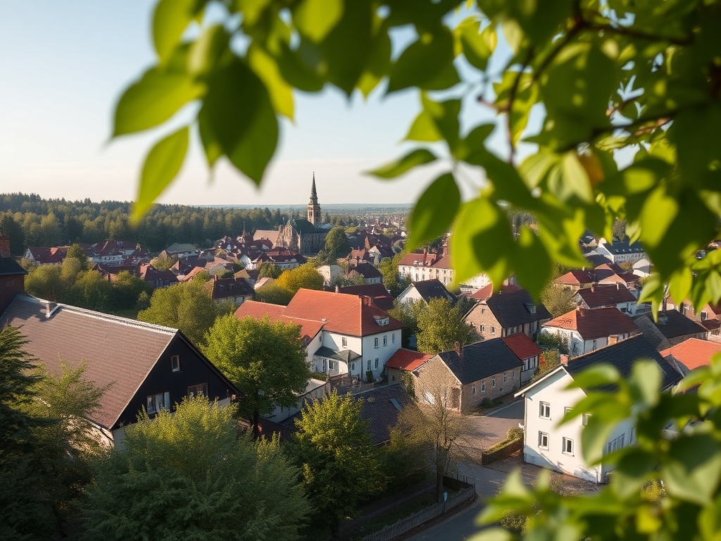 Piękne, białe kwiaty kasztanowca w pełni kwitnienia, rozświetlające miejską aleję w Czarnkowie.